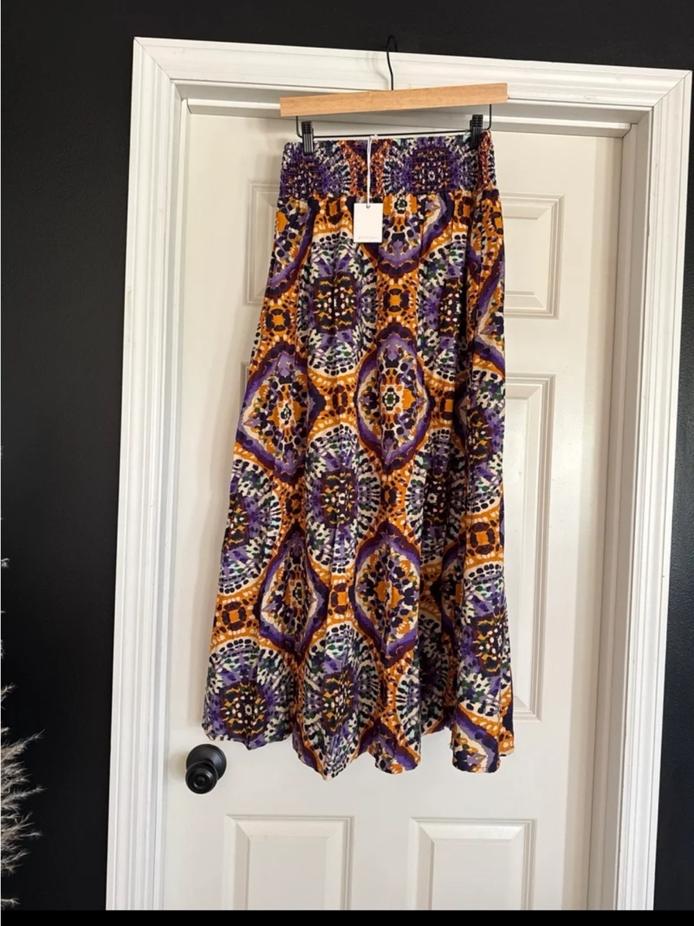 NWT Jennifer & Grace Ochre Kaleidoscope Print Maxi Skirt size Small